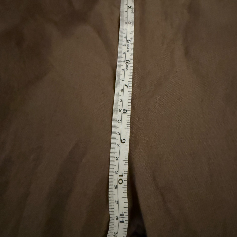 Dear Deer 100% Linen Brown Tapered Cropped Trousers Relaxed Low Rise Pants L - Picture 10 of 11